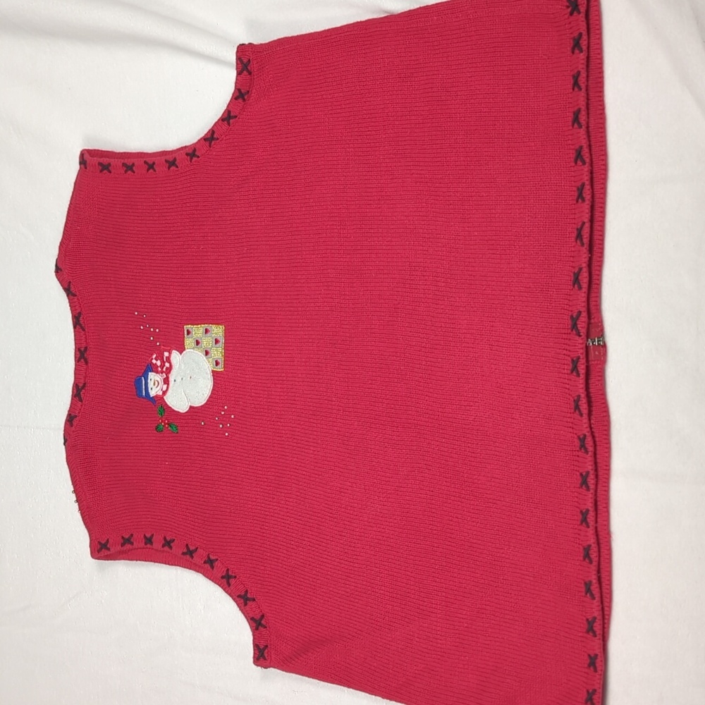 Designers Originals Studio Christmas Red Full Zip Sweater Vest Women's Size 2X - Picture 4 of 5